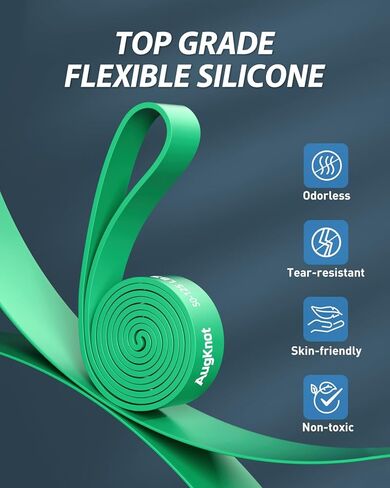 AugKnot Resistance Bands for Working Out: 5-Levels Exercise Bands Set - Pull Up Assistance Elastic Silicone - Physical Therapy/Training/Stretching- Home Gym for Women and Men in Saudi Arabia