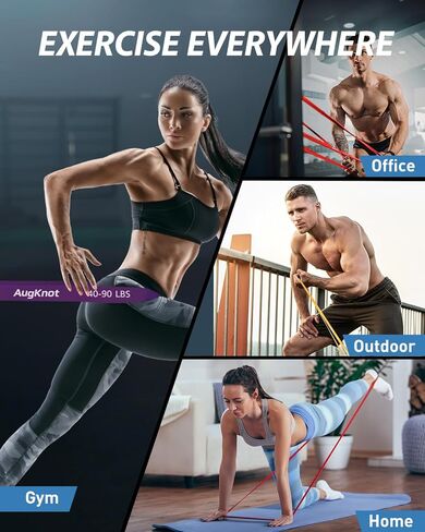 AugKnot Resistance Bands for Working Out: 5-Levels Exercise Bands Set - Pull Up Assistance Elastic Silicone - Physical Therapy/Training/Stretching- Home Gym for Women and Men in Saudi Arabia