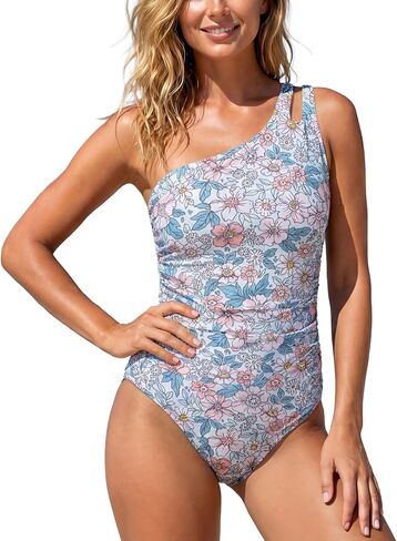 One Shoulder One Piece Swimsuit for Women Tummy Control Bathing Suit Modest Full Coverage Cutout Swimwear Regular in Saudi Arabia