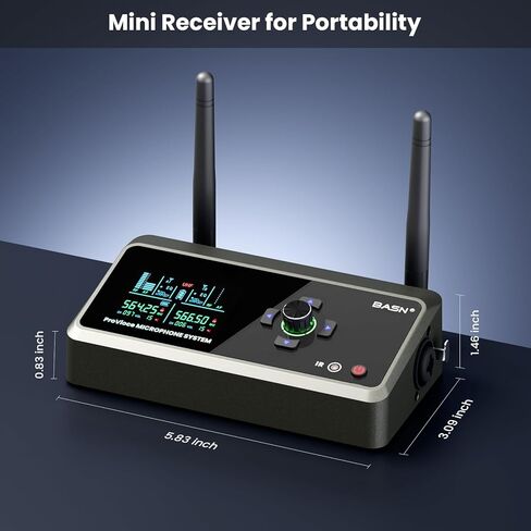 BASN Rechargeable UHF Wireless Dual Microphone System, Durable Mic and Mini Receiver with EQ/Reverb for Outdoor Events, Gatherings Parties Socials Weddings Festivals Karaoke (Champagne Silver) in Saudi Arabia