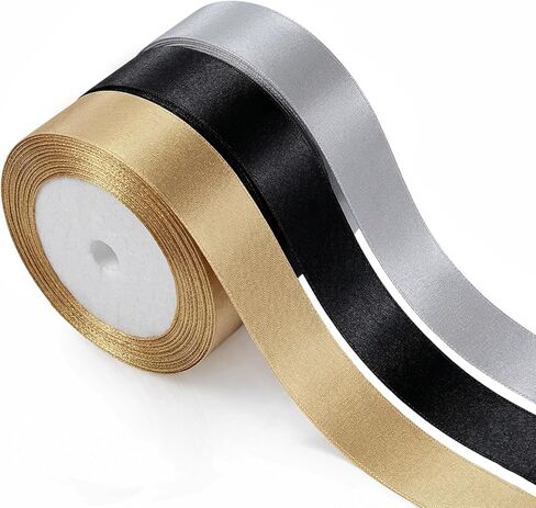 Bronze Ribbons for Crafts, 3 Pcs Solid Color Gift Wrapping Ribbon Light Brown Champagne Gold Satin Ribbon for Men Women Wedding Flower Bouquet Hair Gifts Handicrafts Decoration in Saudi Arabia