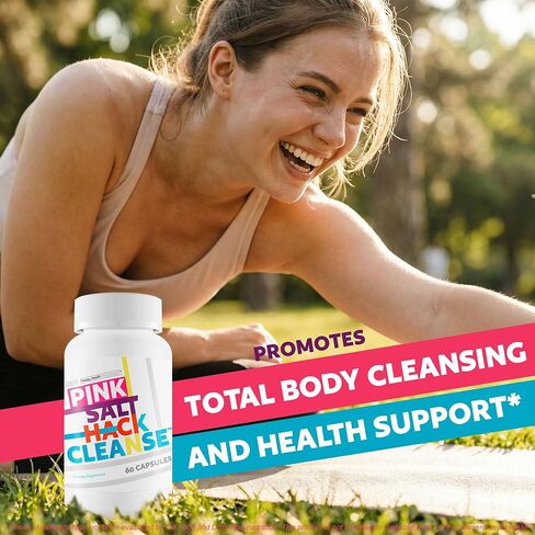 Pink Salt Hack Cleanse - تركيبة محسنة لتنظيف الملح الوردي - حبوب تنظيف الأمعاء النحيفة - تعزز الصحة العامة - حبوب التخلص من السموم العشبية - أفضل كبسولات تنظيف القولون لدينا مع البروبيوتيك in Kuwait