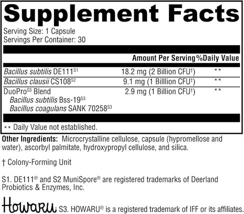 XYMOGEN ProbioMax Spore - دعم الجهاز الهضمي والانتظام - مع Bacillus Subtilis & Bacillus Clausii - مقاومة للأحماض - نباتية وغير معدلة وراثيًا وخالية من الغلوتين - 30 كبسولة in Kuwait