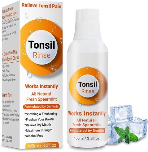 Tonsil Stone Mouthwash - Tonsil Rinse for Tonsil Stones to Soothe Tonsils, Improve Bad Breath, Relieve Dry Mouth, Mint Flavor 100ML in Saudi Arabia