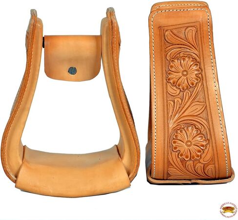 HILASON Horse Western Saddle Stirrup Leather Floral Stirrups Pair | for Barrel Racing Horses in Saudi Arabia