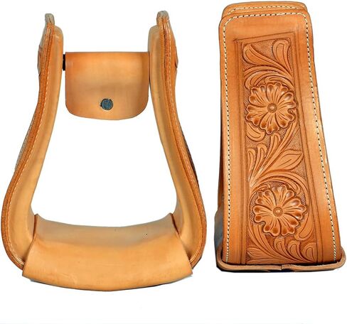 HILASON Horse Western Saddle Stirrup Leather Floral Stirrups Pair | for Barrel Racing Horses in Saudi Arabia
