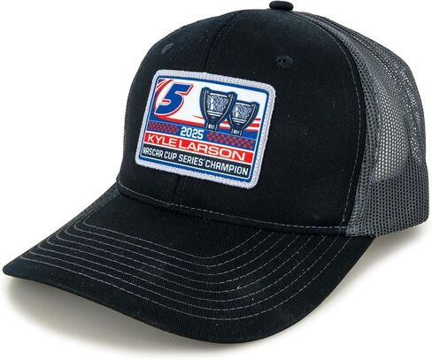 Checkered Flag Sports Kyle Larson 2025 NASCAR 2X Champ Mesh Patch Snapback Hat Black/Gray in Saudi Arabia