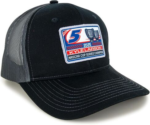 Checkered Flag Sports Kyle Larson 2025 NASCAR 2X Champ Mesh Patch Snapback Hat Black/Gray in Saudi Arabia
