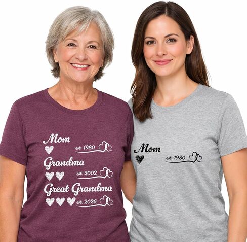 Mom Grandma Great Grandma Shirt and Sweatshirt, New Grandma Gifts First Time for Mothers Day, Birthday, Personalized Grandma Est Shirt, Promoted to Grandma, Mama, Nana, Gigi, Mimi 2026 in Saudi Arabia