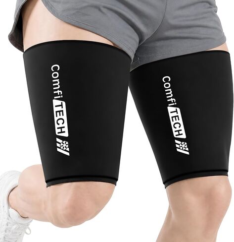 ComfiTECH Thigh Ice Pack Wrap for Injuries Reusable, Hamstring Compression Sleeve for Runners, Cooling Quad Braces for Post-Workout Muscle Recovery, Adductor Comfort, Large, 2 Packs in Saudi Arabia