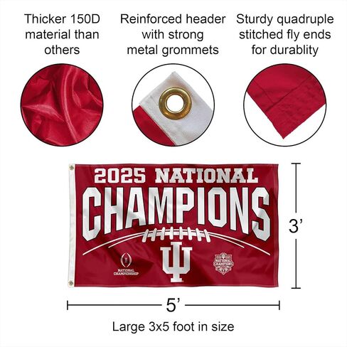 Indiana Hoosiers National Champions 2025 3x5 Grommet Flag in Saudi Arabia