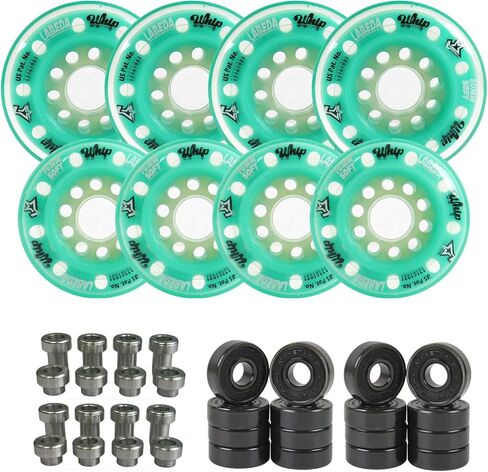 Labeda Whips Roller Hockey Wheels - Pink 8-Pack - Soft - Choose Size Size - Includes Evo Spacers and Amp Hybrid Ceramic Bearings in Saudi Arabia