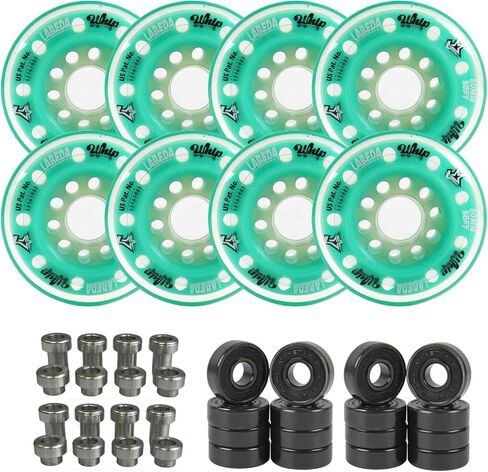 Labeda Whips Roller Hockey Wheels - Pink 8-Pack - Soft - Choose Size Size - Includes Evo Spacers and Amp Hybrid Ceramic Bearings in Saudi Arabia