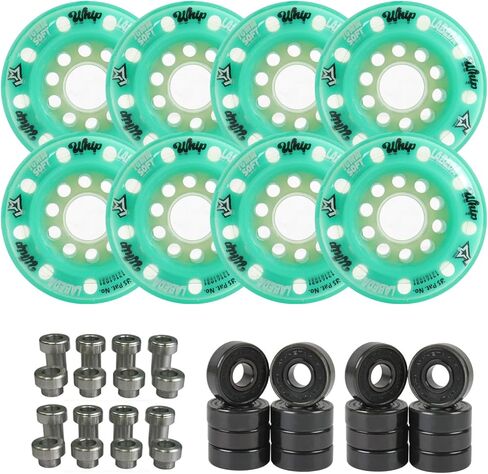 Labeda Whips Roller Hockey Wheels - Pink 8-Pack - Soft - Choose Size Size - Includes Evo Spacers and Amp Hybrid Ceramic Bearings in Saudi Arabia