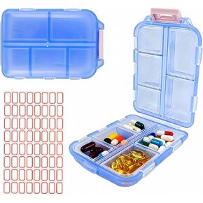 4Pack Travel Pill Organizer - 10 Compartments Pill Case with 64 Stickers, Pill Organizer 2 Times A Day, 20 Days Portable Compartments for Vitamins, Fish Oils, Supplements(Blue) in Saudi Arabia