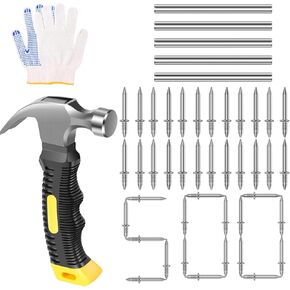 500Pcs Double Headed Skirting Nails Kit, No-Drill Traceless Baseboard Nails with Sleeve Tool, Mini Claw Hammer & Gloves, Seamless Trim Nails for Wood Baseboard DIY Installation in Kuwait