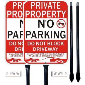 2Pack Private Property No Parking Do not Block Driveway Sign, 14x10 Inches Violators Will Be Towed Away at Vehicle Owner's Expense Signs,Fade Resistant Reflective Aluminum in Saudi Arabia