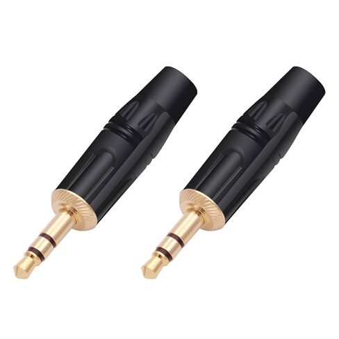 2PCS 3.5MM 3 Poles Stereo Male Plug Soldering 3 Pins 3.5MM Stereo Plug DIY Headphone Jack Wire Connector(Black) in Saudi Arabia