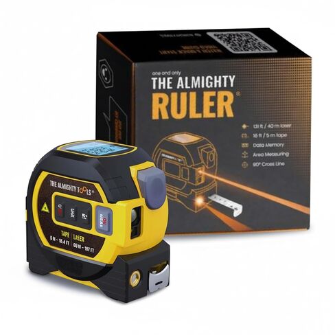 The Almighty Ruler Laser Tape Measure | Laser Distance Measurer, Heavy-Duty Tool with Cross Marking Feature, Smart Range Finder, Easy-Read Display, Ft & Metric Measurement | 131 ft | 43 yd | 40 m in Saudi Arabia