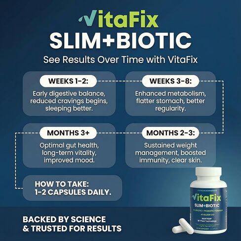 بروبيوتيك وبريبيوتيك SlimBiotic Synbiotic - 40 مليار وحدة تشكيل مستعمرة مع تقنية MAKTREK® Bi-Pass، يساعد على صحة الأمعاء والهضم والانتظام والانتفاخ والمناعة وفقدان الوزن للنساء والرجال، (60 قيراط) خالي من الغلوتين in Saudi Arabia