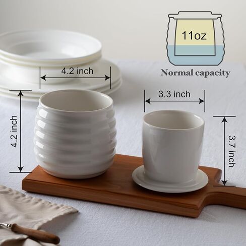 Farmhouse Butter Keeper Crock, 11 oz Large Ceramic Butter Dish with Lid, Water Seal for Fresh Spreadable Butter, Holds 2-3 Sticks, Easy-Grip & Wide Lid, Arctic White in Saudi Arabia