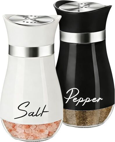 4 oz Salt and Pepper Shakers Set, Glass Shaker Bottom with Stainless Steel Lids, Refillable Spice Jars for Kitchen, Camping, RV, BBQ, Tabletop Use in Saudi Arabia