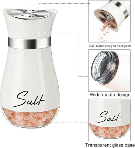 4 oz Salt and Pepper Shakers Set, Glass Shaker Bottom with Stainless Steel Lids, Refillable Spice Jars for Kitchen, Camping, RV, BBQ, Tabletop Use in Saudi Arabia