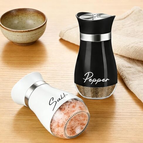 4 oz Salt and Pepper Shakers Set, Glass Shaker Bottom with Stainless Steel Lids, Refillable Spice Jars for Kitchen, Camping, RV, BBQ, Tabletop Use in Saudi Arabia