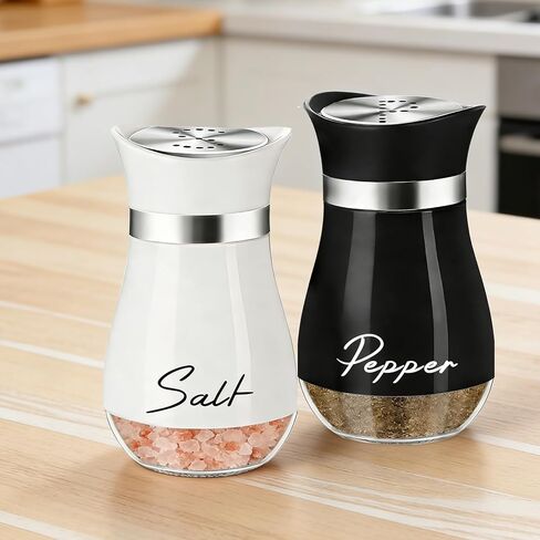 4 oz Salt and Pepper Shakers Set, Glass Shaker Bottom with Stainless Steel Lids, Refillable Spice Jars for Kitchen, Camping, RV, BBQ, Tabletop Use in Saudi Arabia