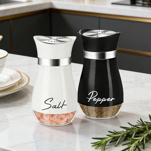 4 oz Salt and Pepper Shakers Set, Glass Shaker Bottom with Stainless Steel Lids, Refillable Spice Jars for Kitchen, Camping, RV, BBQ, Tabletop Use in Saudi Arabia