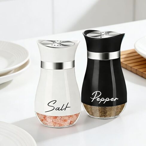 4 oz Salt and Pepper Shakers Set, Glass Shaker Bottom with Stainless Steel Lids, Refillable Spice Jars for Kitchen, Camping, RV, BBQ, Tabletop Use in Saudi Arabia