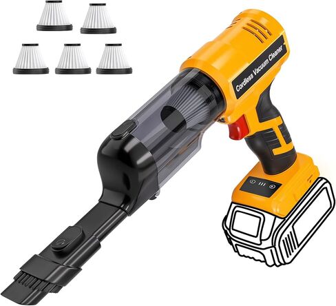 مكنسة كهربائية لاسلكية من Adisipsoarin لبطارية Dewalt 20V، مكنسة كهربائية محمولة مع شفط قوي 105AW، مكنسة كهربائية محمولة للأرضيات والسجاد والسيارة والمنزل (البطارية غير متضمنة) in Kuwait