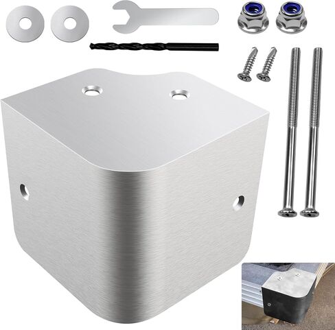 2 Pcs 3.5''x3.5'' Marine Grade 90 Degree Rounded Angle 316 Stainless Steel Pontoon Corner Caps, Fit for Pontoon Boats, Marina Walkways, Water Platforms, W/Screws, Nuts, Spacers, Spanner,Drill in Kuwait
