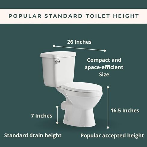 Compact 16.5" Two-Piece Rear Outlet Toilet, Extra Two Types Extension Pipes For Easy Installation, P-Trap & 7" Rough-in Back Discharge, Soft-Close Seat, Powerful Eco-Friendly Flush White in Saudi Arabia