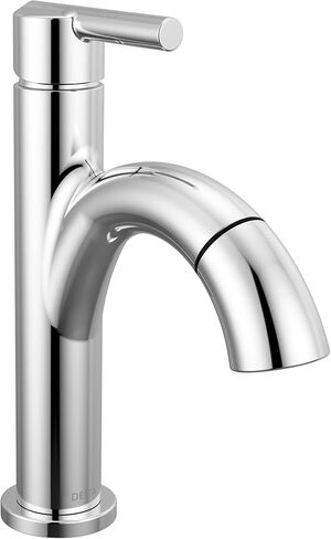 Delta Nicoli 1 Hole Pull Down Bathroom Faucet with Sprayer, Chrome Single Hole Bathroom Sink Faucet with Pull Out Sprayer for Vanity, Metal Push-Pop Drain, Chrome 15749LF-PD in Saudi Arabia