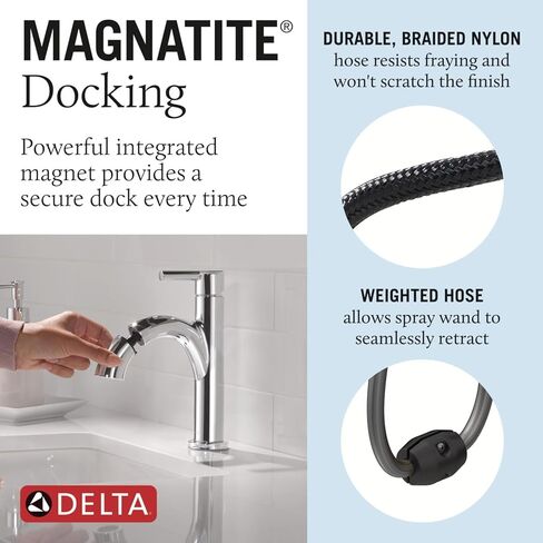 Delta Nicoli 1 Hole Pull Down Bathroom Faucet with Sprayer, Chrome Single Hole Bathroom Sink Faucet with Pull Out Sprayer for Vanity, Metal Push-Pop Drain, Chrome 15749LF-PD in Saudi Arabia