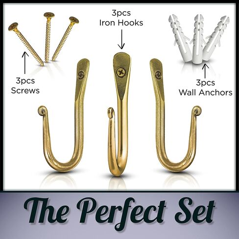 Wall Mounted Hook - Wrought Iron Decorative Blacksmith Handmade Simple Iron Hook for Bathroom and Kitchen, Hooks for Hanging Robes, Towels, Coats, Cloths, Bags, Keys and Jewelries in Saudi Arabia