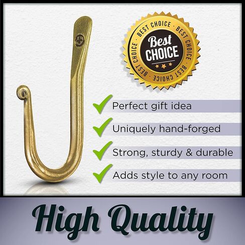Wall Mounted Hook - Wrought Iron Decorative Blacksmith Handmade Simple Iron Hook for Bathroom and Kitchen, Hooks for Hanging Robes, Towels, Coats, Cloths, Bags, Keys and Jewelries in Saudi Arabia