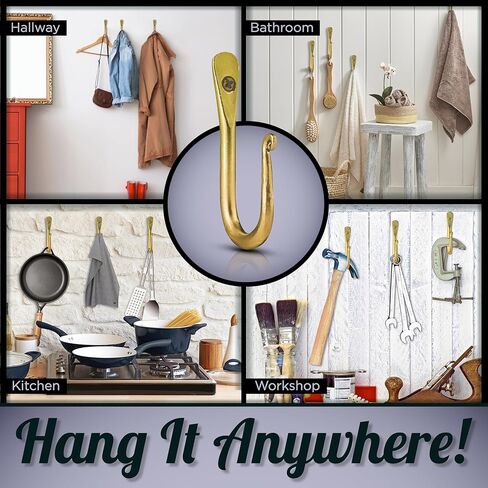 Wall Mounted Hook - Wrought Iron Decorative Blacksmith Handmade Simple Iron Hook for Bathroom and Kitchen, Hooks for Hanging Robes, Towels, Coats, Cloths, Bags, Keys and Jewelries in Saudi Arabia