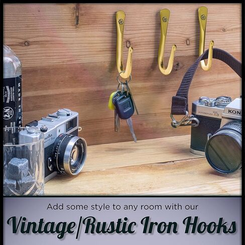 Wall Mounted Hook - Wrought Iron Decorative Blacksmith Handmade Simple Iron Hook for Bathroom and Kitchen, Hooks for Hanging Robes, Towels, Coats, Cloths, Bags, Keys and Jewelries in Saudi Arabia