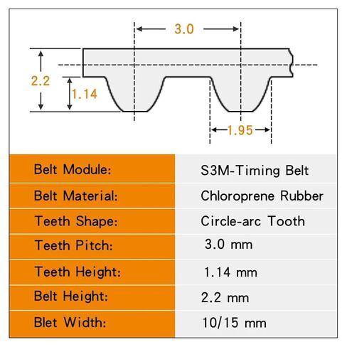 HTD3M Timing Belt 564/570/573/579/582/585/591/594/597/600/612 Pitch 3mm Rubber Width 20/25mm(S3M594-198 Teeth,25mm) in Saudi Arabia