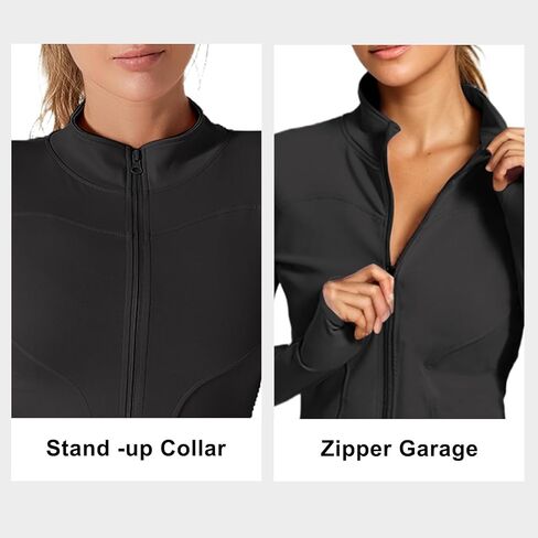 Women's Full Zip Workout jackets Runing Slim Fit Athletic Tops With Thumb Holes in Saudi Arabia