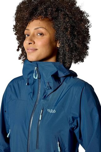 Rab Women's Downpour Mountain Jacket - Lightweight Waterproof Hooded Coat for Hiking, Trekking, & Climbing in Saudi Arabia
