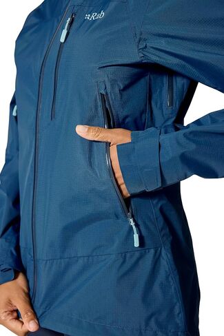 Rab Women's Downpour Mountain Jacket - Lightweight Waterproof Hooded Coat for Hiking, Trekking, & Climbing in Saudi Arabia