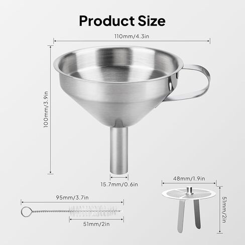 ELEGOO 3D Stainless Steel Funnel, Metal Funnel with Filter and Brush, Used for Filtering and Splash Prevention of 3D Printer Resin in Saudi Arabia