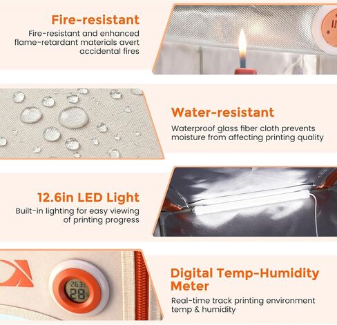 حاوية طابعة من الراتنج مع تهوية وإضاءة LED، غطاء واقٍ بدرجة حرارة ثابتة، خيمة مقاومة للحريق والغبار لـ Anycubic Kobra X، مختبر بامبو، كرياليتي، مجموعة حاويات ثلاثية الأبعاد من ELEGOO in Saudi Arabia