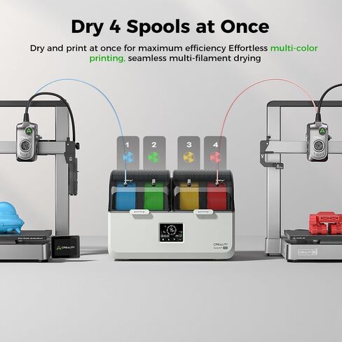 Creality Filament Dryer Box for 4 Spools, Space Pi X4L Dual Independent Heating Chambers with Fan, 75°C Rapid Dryer for PLA PETG TPU ABS PET PC ASA PAHT, 3D Printer Filament Storage & Dehumidifier in Saudi Arabia