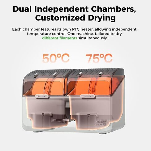Creality Filament Dryer Box for 4 Spools, Space Pi X4L Dual Independent Heating Chambers with Fan, 75°C Rapid Dryer for PLA PETG TPU ABS PET PC ASA PAHT, 3D Printer Filament Storage & Dehumidifier in Saudi Arabia