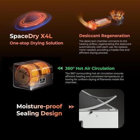 Creality Filament Dryer Box for 4 Spools, Space Pi X4L Dual Independent Heating Chambers with Fan, 75°C Rapid Dryer for PLA PETG TPU ABS PET PC ASA PAHT, 3D Printer Filament Storage & Dehumidifier in Saudi Arabia