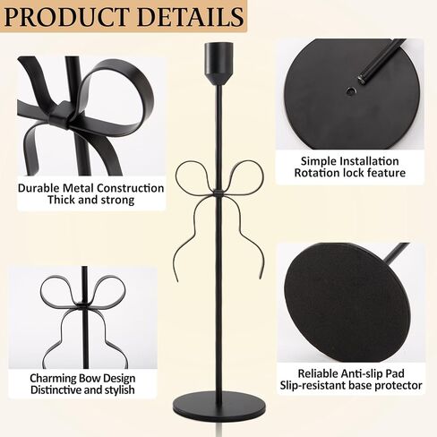 Bow Candle Holder - Bow Candlestick Holder Set of 3 Metal Gold, Modern Decorative Taper Candle Holder for Centerpiece Wedding Dining Table Holiday Housewarming Gift (Gold) in Saudi Arabia